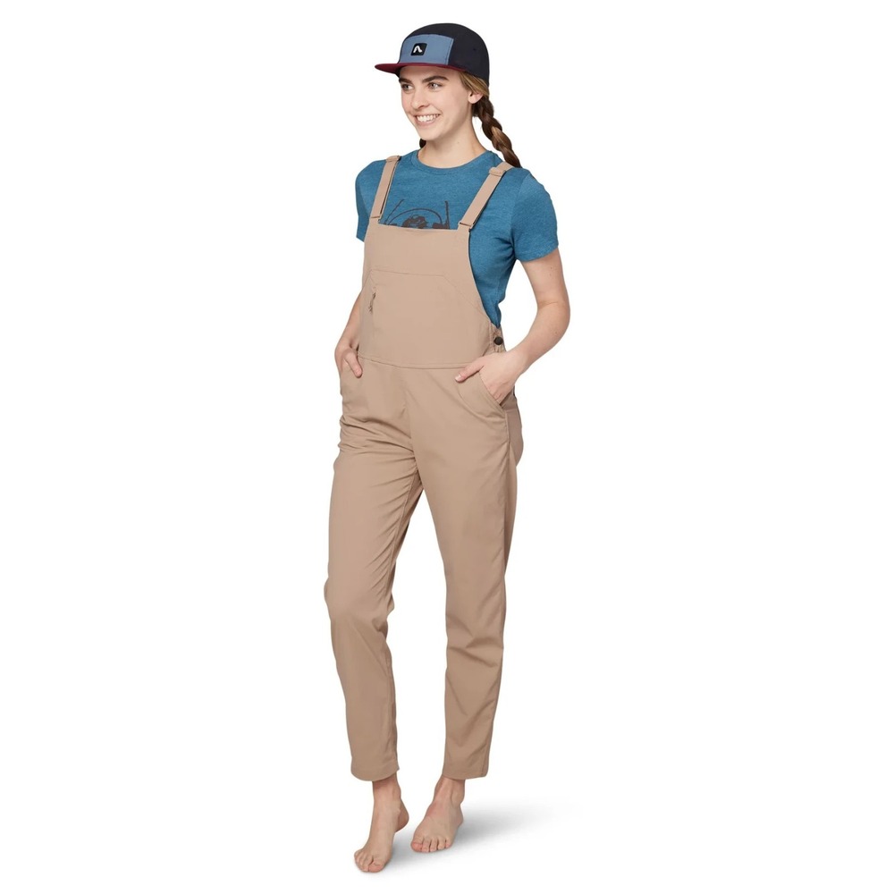 Flylow Life Bib Pants UPF 50+ Chai‎ Sz L Beige Outdoor Walking Hiking Work